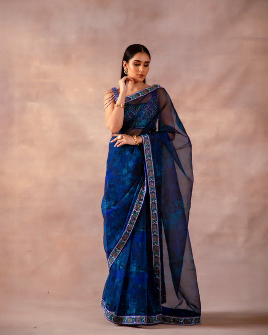 The Midnight Blue Saree