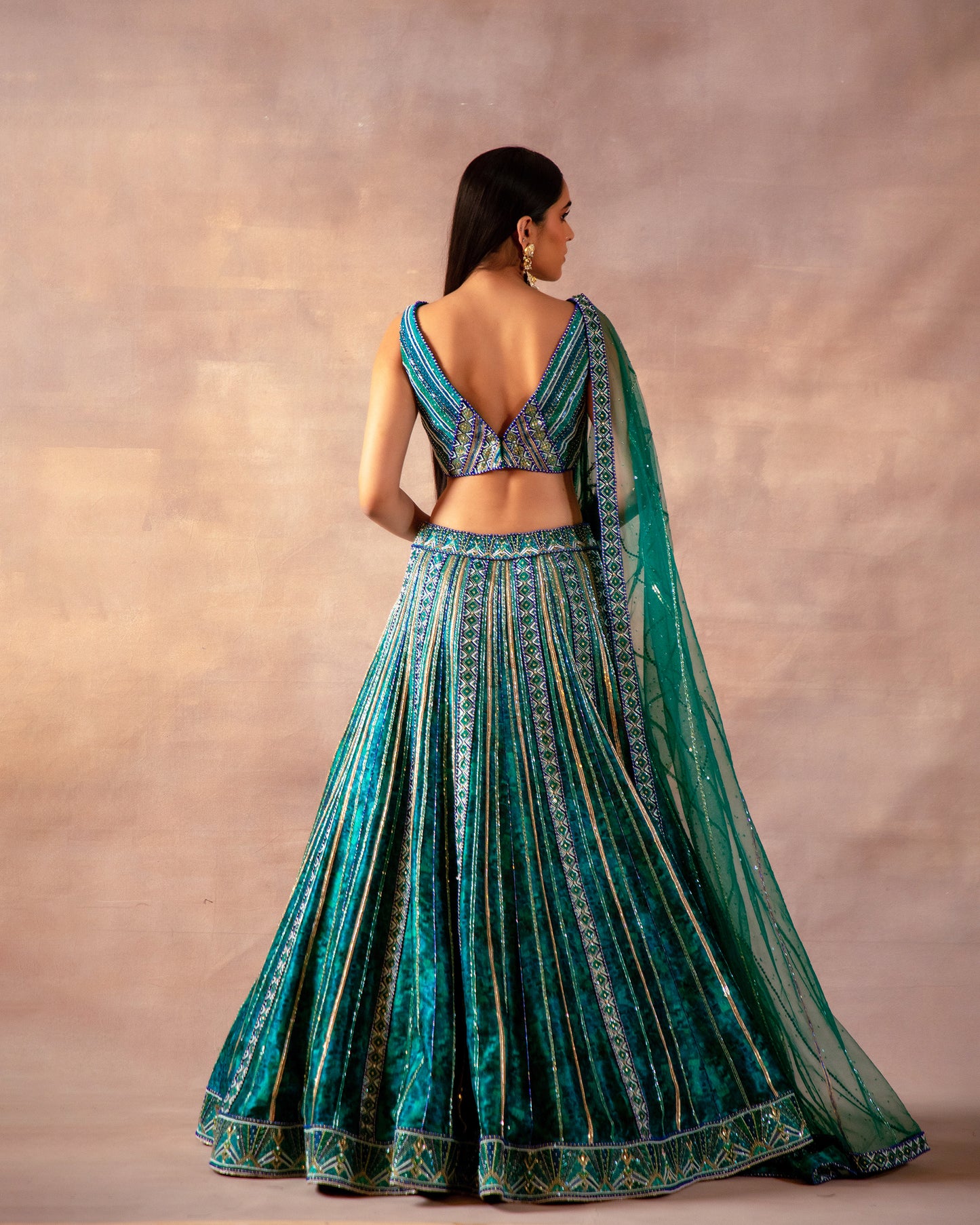 The Glimmering Emerald Lehenga